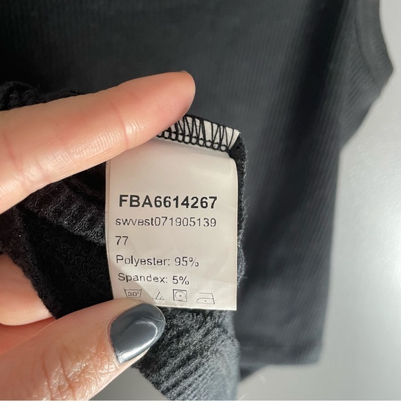 Women Size M Black Crop Top with Tie Front - Picture 2 of 5